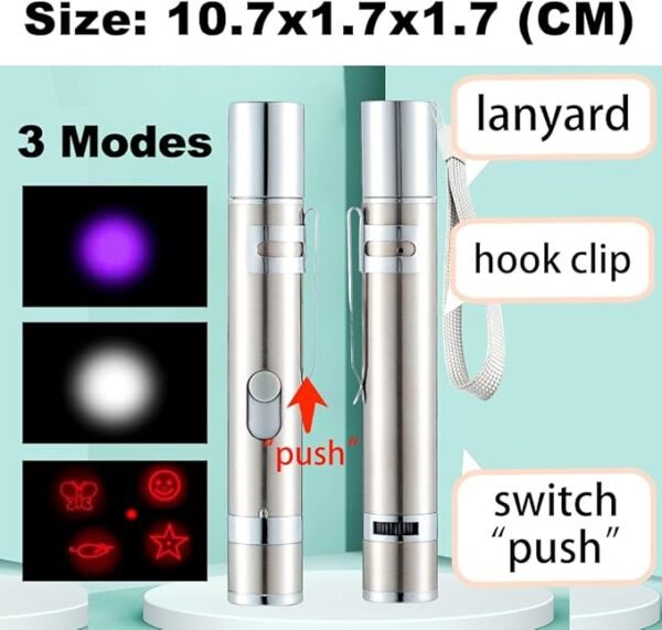 Cat Toys, 7 in 1 Function Red Pointer Interactive Cat Toy, USB Rechargeable LED Cat Light Pen - Image 3