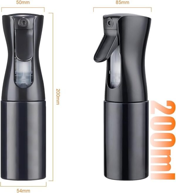 200ml Small Water Spray Bottles, Continuous Mist Empty Hair Spray Bottles for Cleaning, Curly Hair, Plants GE2001B-200B, Black - Image 2