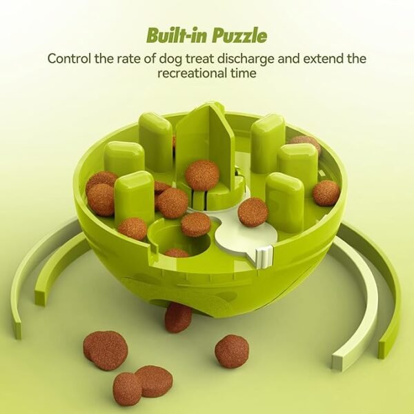 Treat Dispensing Dog Toy - Dog Treat Ball/Food Dispenser/Interactive Toys/Slow Eating IQ Treat Ball for Small Medium Dogs and Cats (Green) - Image 2