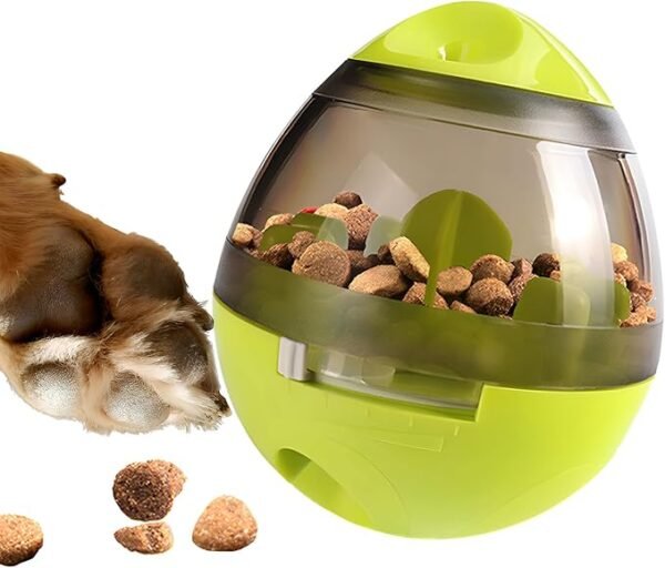 Treat Dispensing Dog Toy - Dog Treat Ball/Food Dispenser/Interactive Toys/Slow Eating IQ Treat Ball for Small Medium Dogs and Cats (Green)