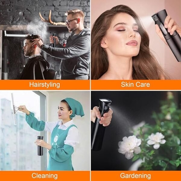 200ml Small Water Spray Bottles, Continuous Mist Empty Hair Spray Bottles for Cleaning, Curly Hair, Plants GE2001B-200B, Black - Image 4